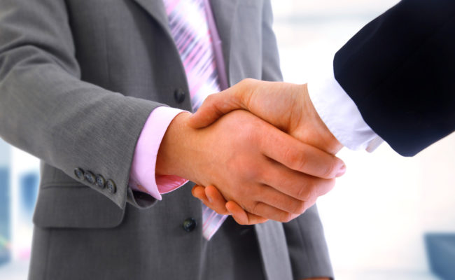 handshake isolated on white background